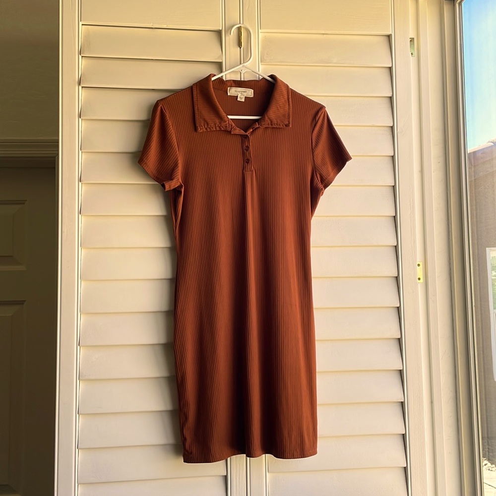 Burnt orange collared dress size XL